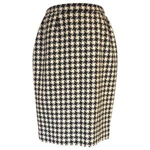 Lilli Ann Collections vtg 80s black white houndstooth lined wool skirt USA sz S